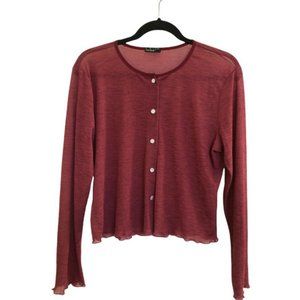 Loco Lindo Sheer Cropped Cardigan Top SZ M / L Ruffle Trim Long Sleeve